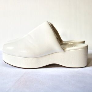 London Rag Lori Solid Platform Slip On Mules White Clogs Sliders Women's Size 8